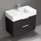 Floating Black Bathroom Vanity, Modern, 32